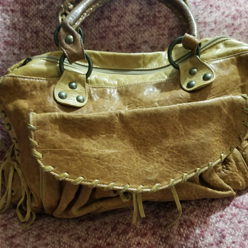 SALE Auth. Sherry Wolf Brown/Tan Distressed Bag